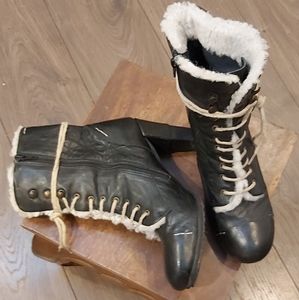 Brako lace-up heeled leather boots.